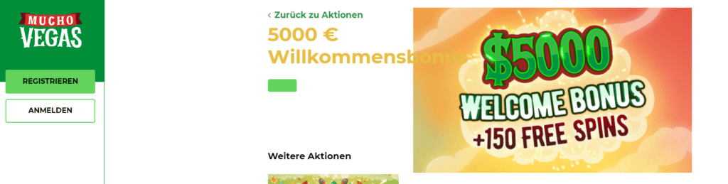 Das Willkommensangebot bei Mucho Vegas ist verlockend.