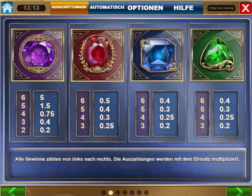 Apollo Pays zeigt Symbole in Violett, Rot, Blau und Grün.