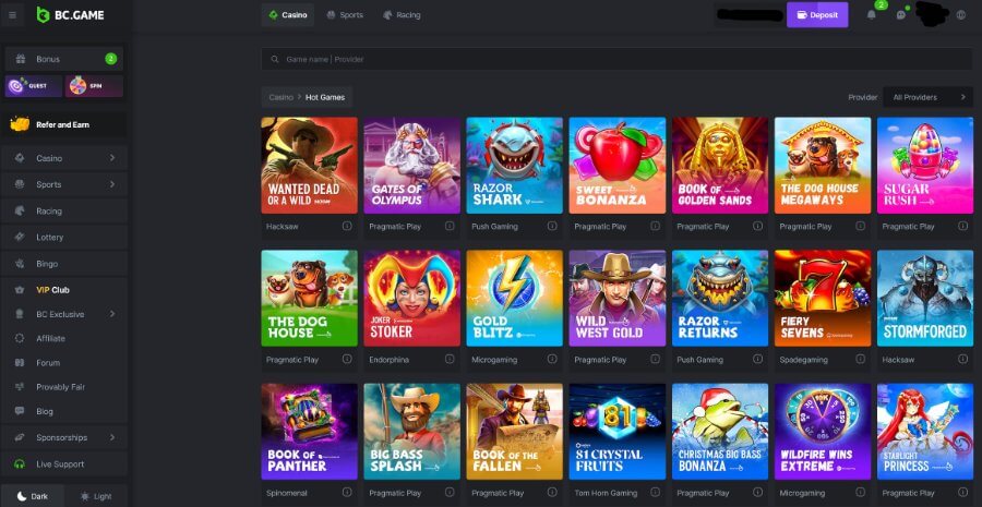 Die Slots im BC.Game Krypto-Casino