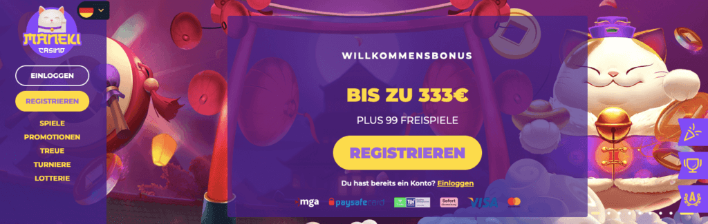Startseite von Maneki Casino