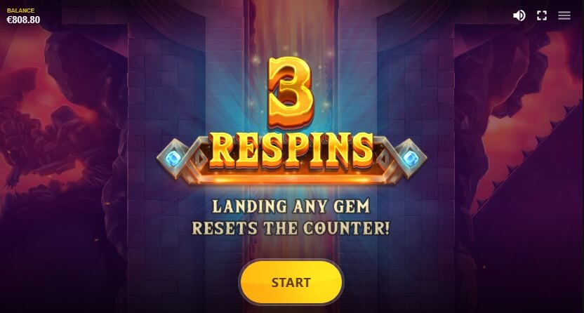 Die Gemmed! Respins starten mit 3 Drehungen.