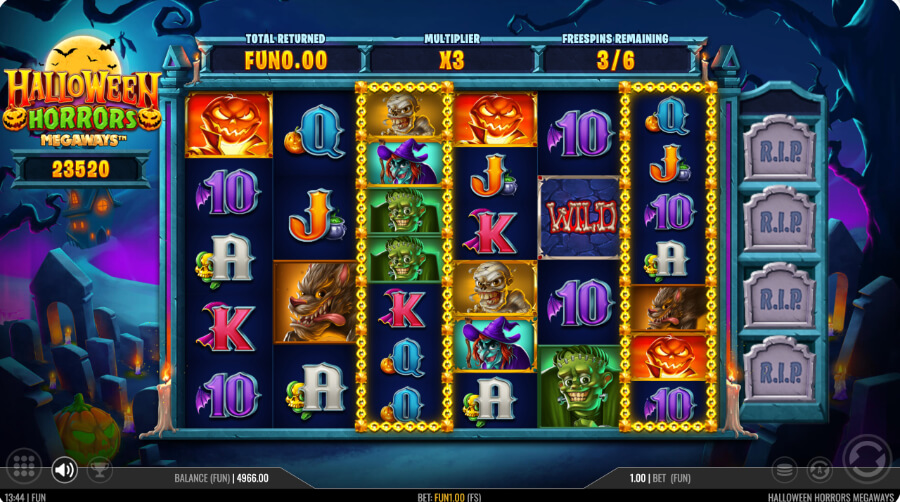 Blockierte Walzen in Halloween Horrors Megaways.