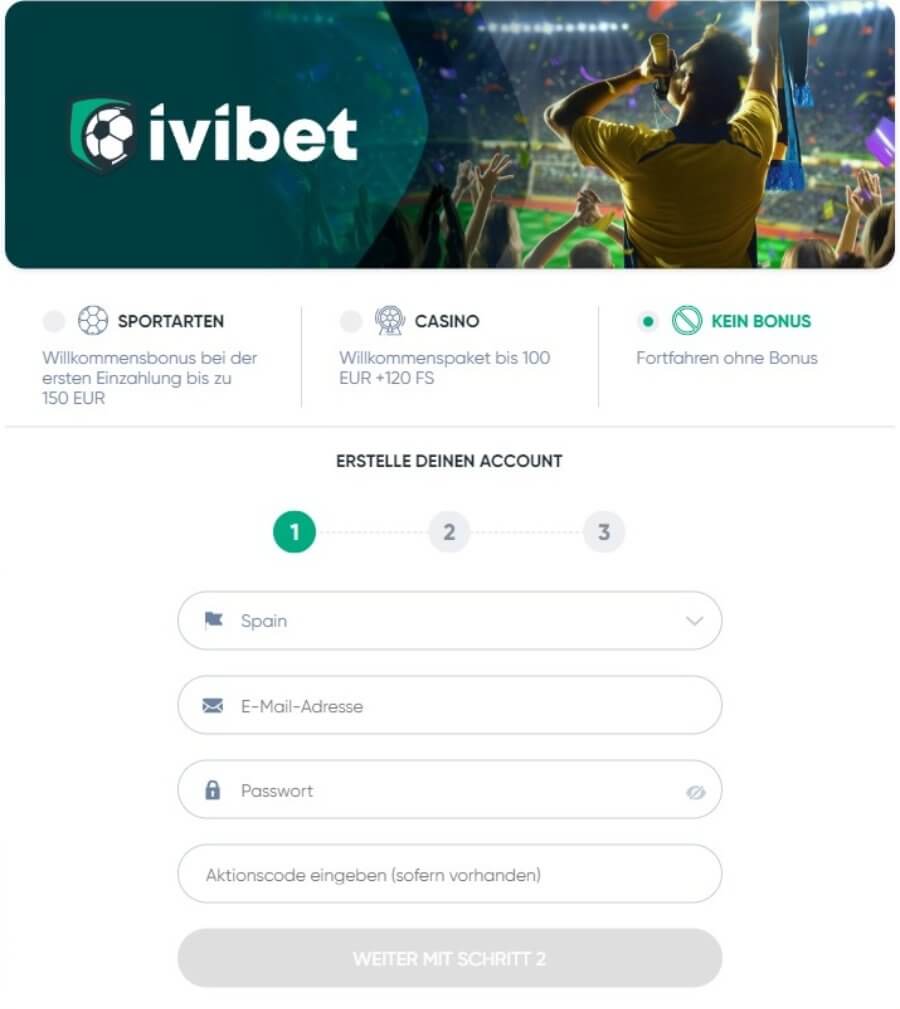 Registrierung bei Ivibet