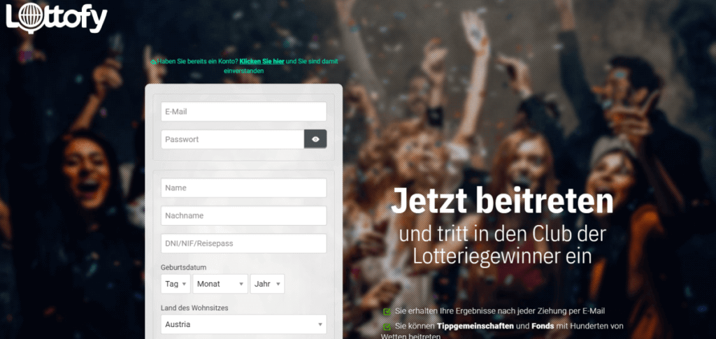 Wie melde ich mich bei Lottofy an?
