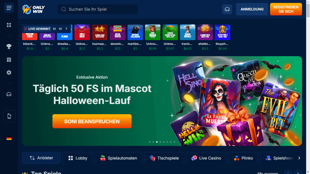 OnlyWin Anmeldung