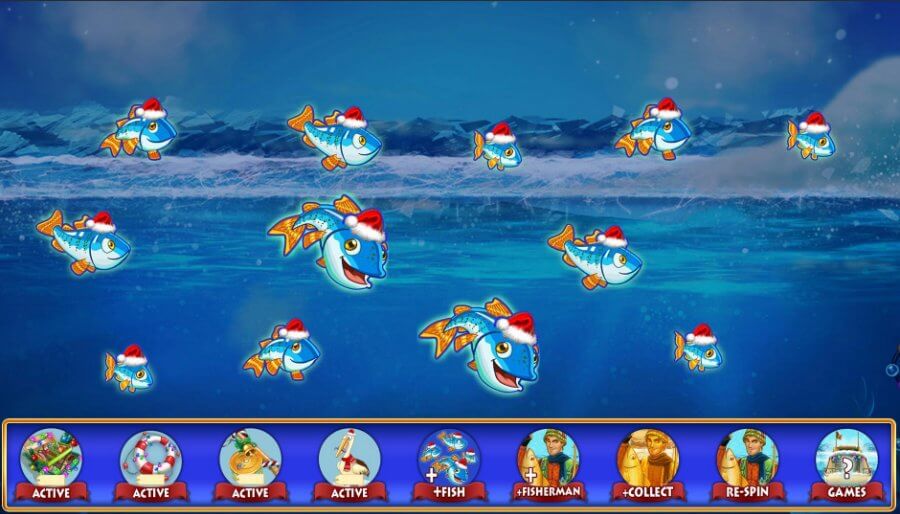 Freispiel-Funktion bei Fishin' Frenzy Weihnachten.