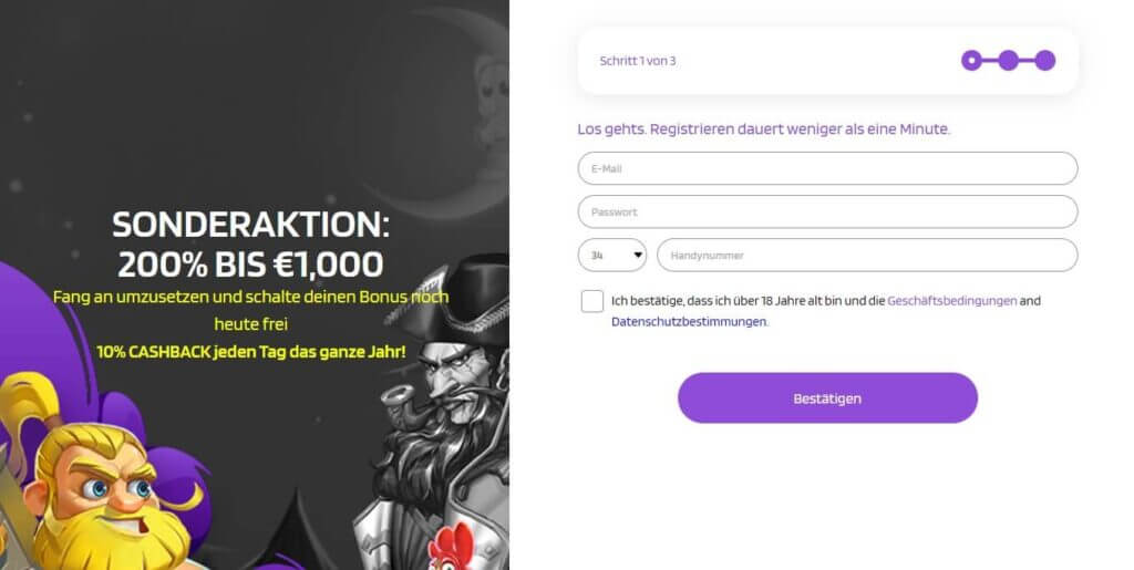 So schnell kann die Registrierung gehen.