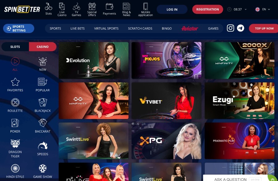 SpinBetter Live-Casino