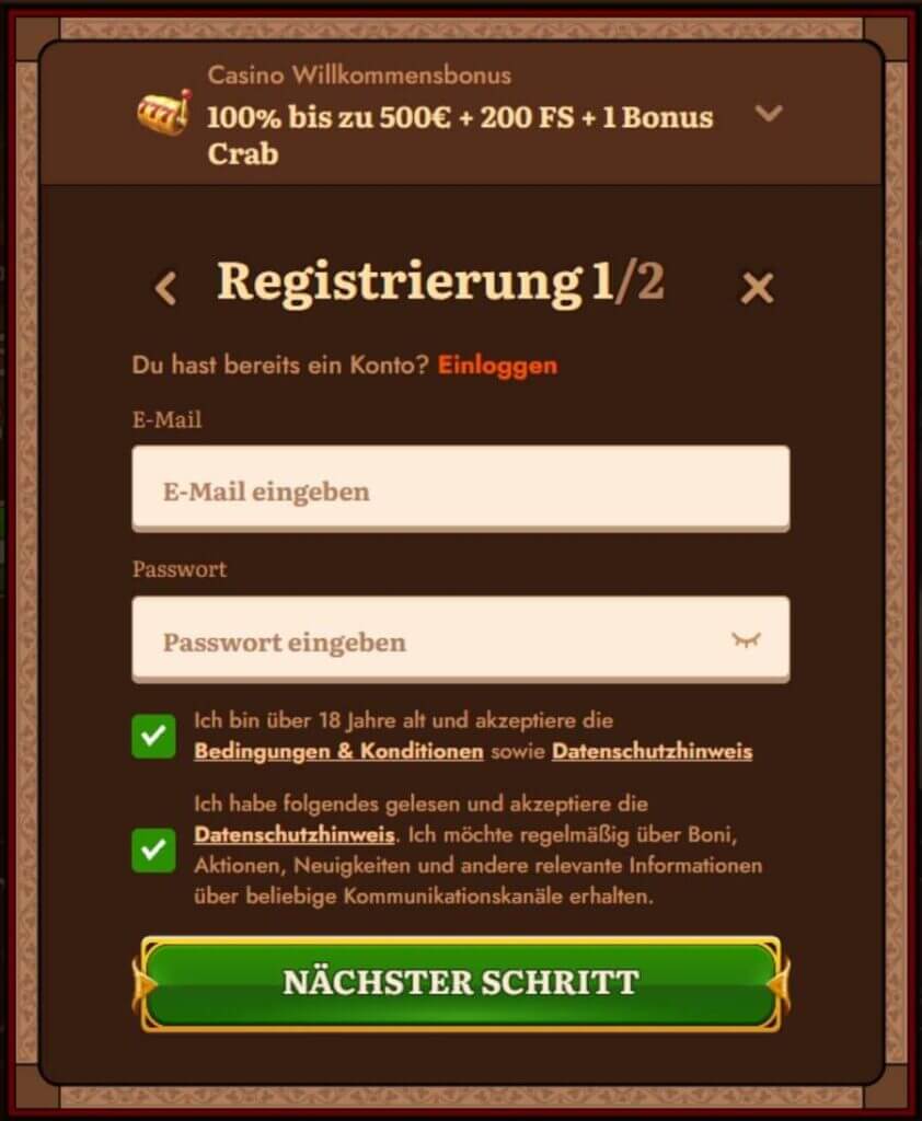Wild Robin Casino Registrierung