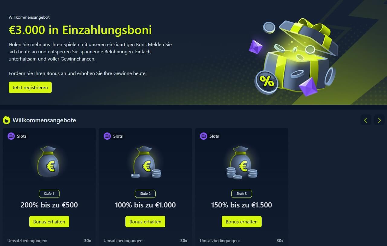 Das Willkommensbonus-Paket des Wintzer Casinos