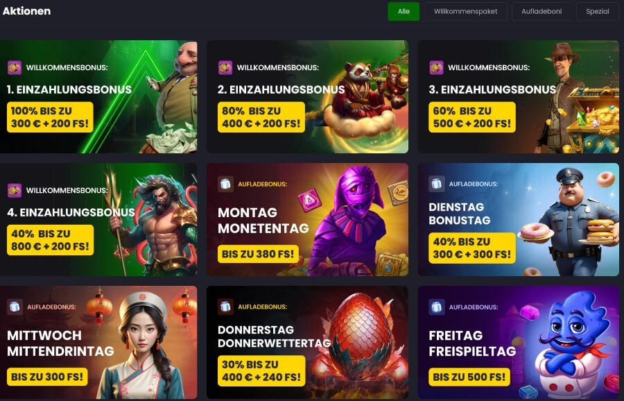 Der Willkommensbonus des Asino Casinos: 100 % bis zu 3.800 € + 1.200 Freispiele.