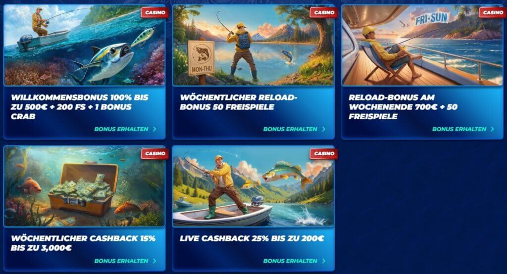 Hier wird das klassisch gehalten. Es handelt sich um einen <strong>100 % Einzahlungsbonus bis zu 500 € und 200 Freispielen</strong> . Neukunden erhalten diesen Bonus auf ihre erste Einzahlung.