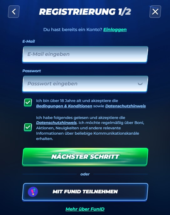über den Bereich 'Verifizierung' in Ihrem Benutzerkonto hochladen. Alternativ können Sie auch direkt ein FunID-Konto einrichten, was den KYC-Prozess für Sie überflüssig macht.