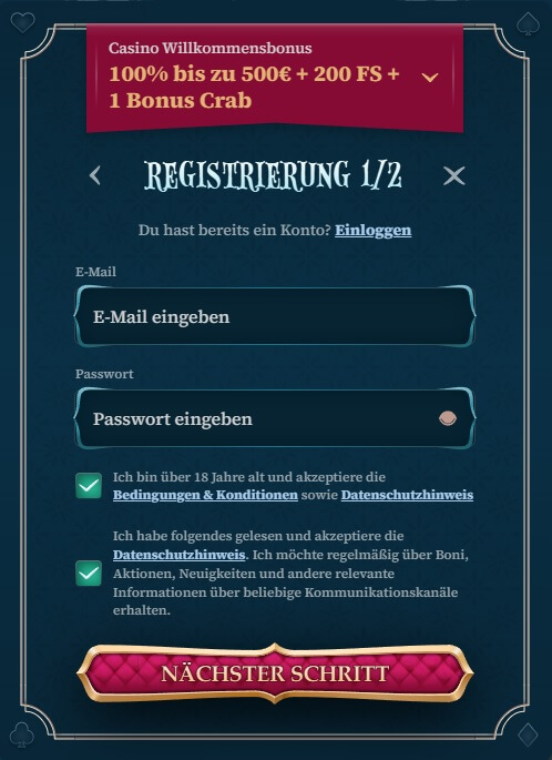 Ein Konto bei BetAlice lässt sich in weniger als einer Minute erstellen.