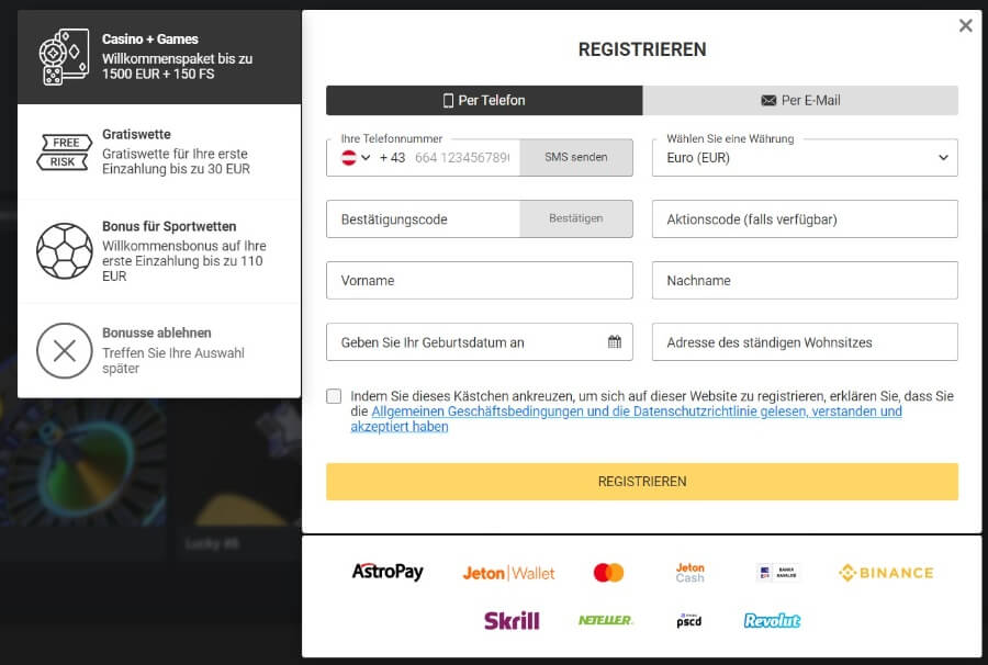 Das Frenzy Jackpot Casino bietet Ihnen eine unkomplizierte Anmeldung.