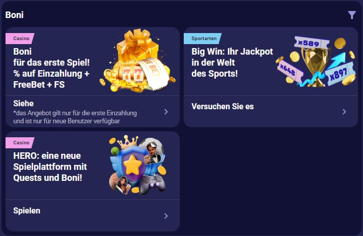 Das Bonusangebot des BetMatch Casinos.