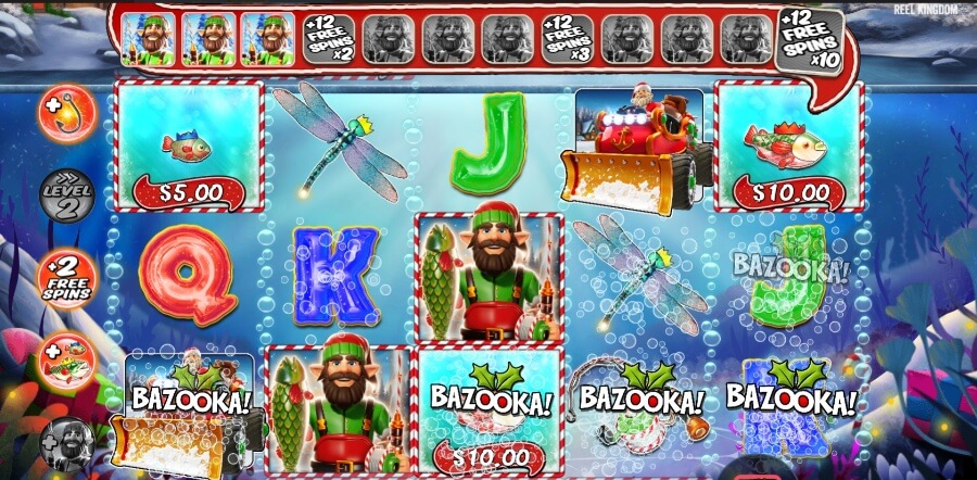 Freispiele bei Big Bass Christmas Bash – die Bazooka präpariert die Fische!