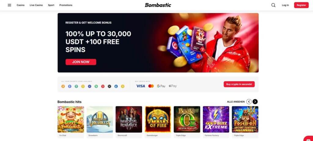 Bedauerlicherweise ist die deutsche Übersetzung der Inhalte im Bombastic Casino noch unvollständig.