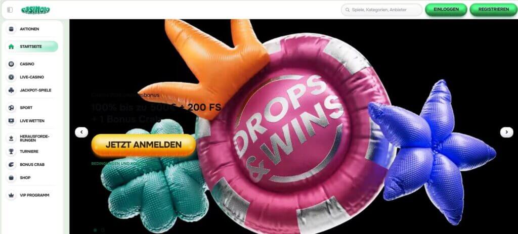 Die Casinolo Webseite hebt die laufenden Boni hervor.