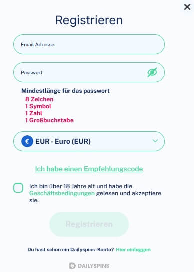Dokumente, die Daily Spins von Ihnen anfordern könnte.