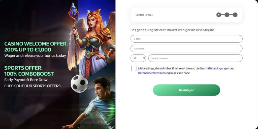 Ihr Dynabet Konto ist in wenigen Schritten eingerichtet.