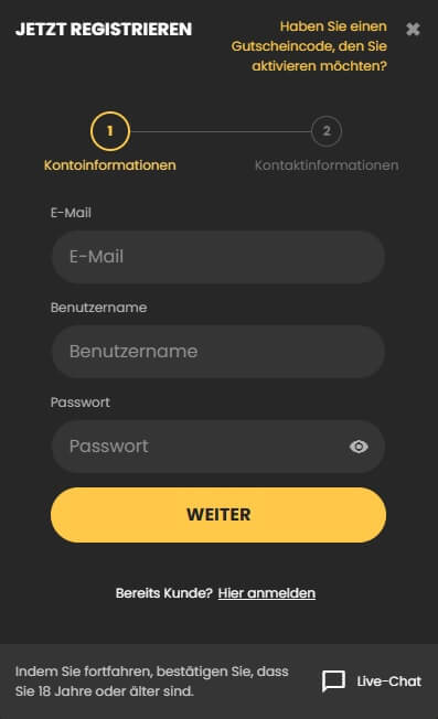 Ein EmirBet Konto ist im Handumdrehen erstellt.