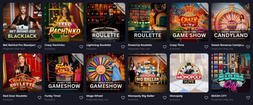 Die Live-Casino Lobby von Felixspin