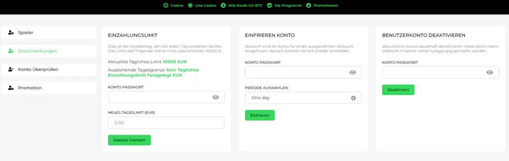 Das Bonusgeld hat keine Umsatzanforderungen.