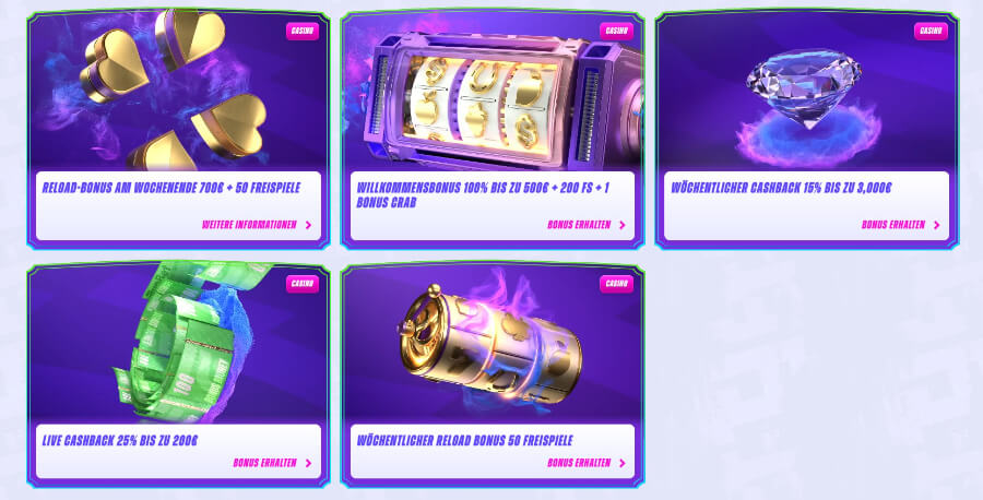 Das Funbet Casino bietet jeden Montag bis Donnerstag einen Reload-Bonus an.