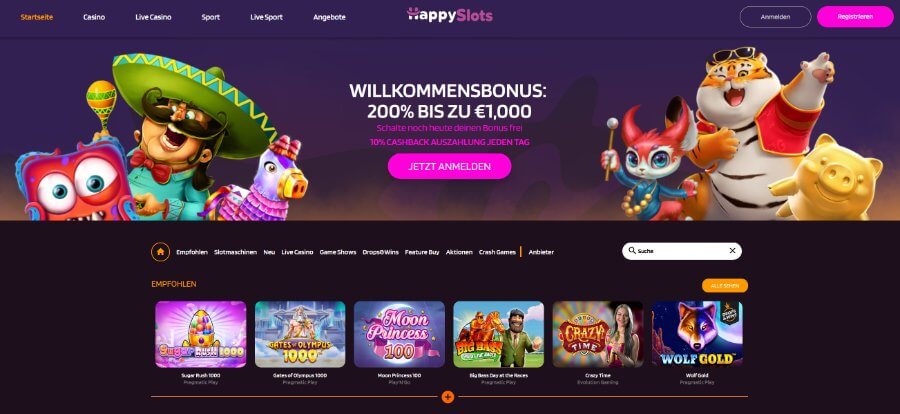 Das Casino empfängt Sie vielversprechend.