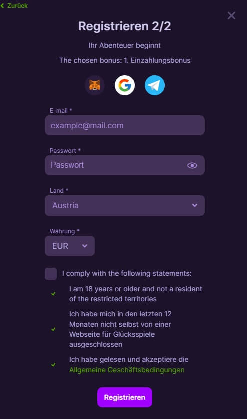 Zu jedem Zeitpunkt können Sie die erforderlichen