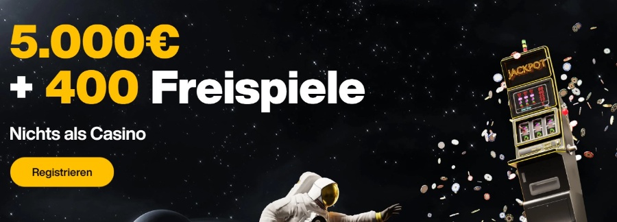 5000 € und 400 Freispiele als Willkommensgeschenk für neue Spieler.