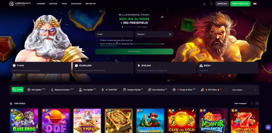 Ein herzliches Willkommen im Kosmonaut Casino!