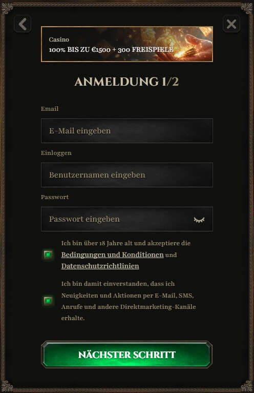 Ihr Konto kann problemlos erstellt werden.