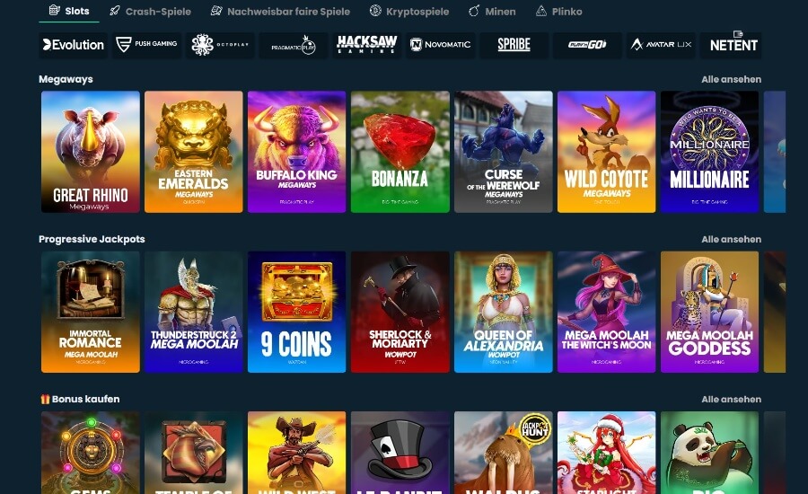Die Slots im Mega Dice Casino im Überblick