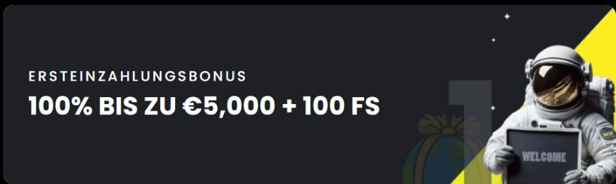 MoonWin Willkommensbonus: 100 % bis zu 5.000 € und 100 Freispiele.