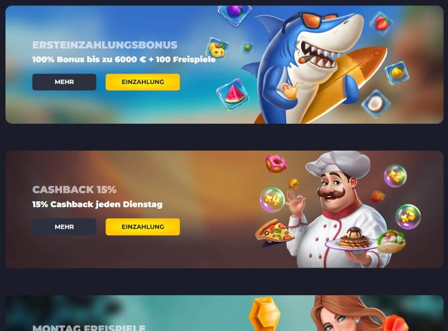 Der beeindruckende Willkommensbonus von 100 % bis zu 6.000 € sowie 100 Freispiele sticht hervor. Viele andere Online-Casinos staffeln ähnliche Boni auf mehrere Einzahlungen, während Sie bei Play Moola die gesamte Bonussumme mit einer einzigen Einzahlung freischalten können. Achten Sie dabei auf folgende Bedingungen: