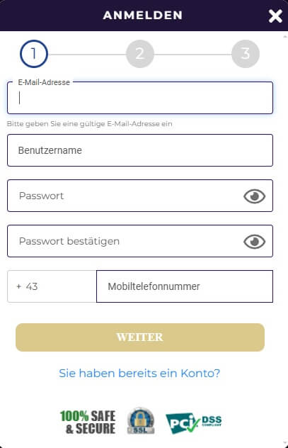  <strong>Identitätsnachweis:</strong>  Reisepass oder Führerschein.