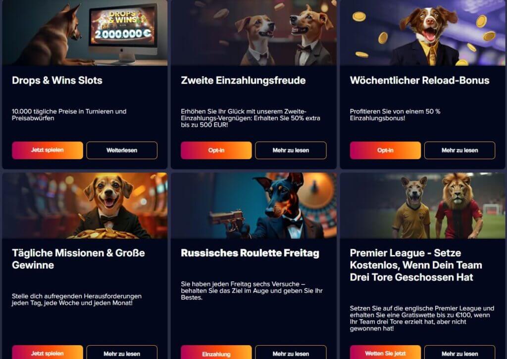 Das Bonusangebot des PuppyBet Casinos.