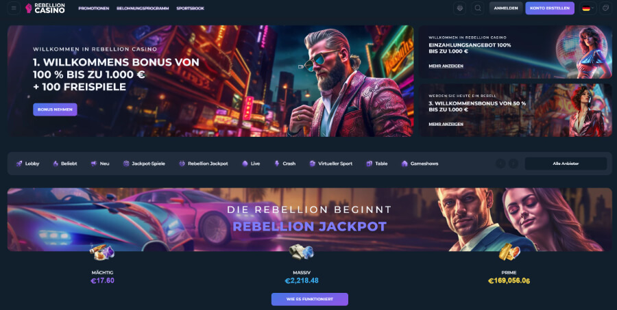 Das Rebellion Casino begrüßt Sie herzlich.