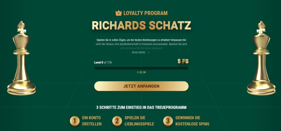 Das Treueprogramm für loyale Spieler vermittelt ein wirklich königliches Gefühl. Die Teilnahme daran ist ganz einfach. Hier sind die Bestimmungen zusammengefasst: