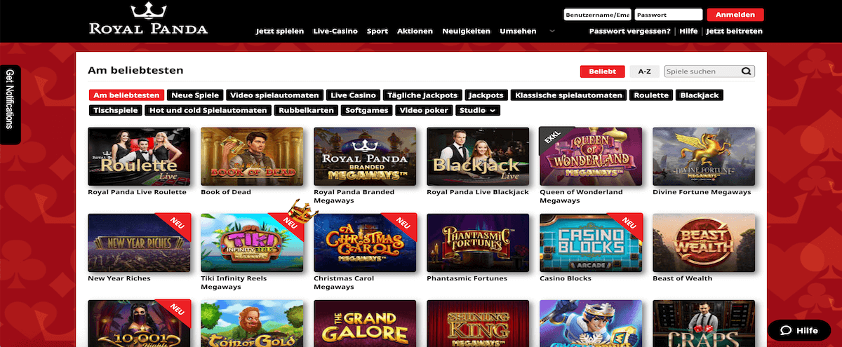 Royal Panda Spielauswahl Royal Panda Spielauswahl