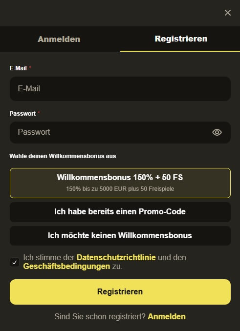 Ihr Konto wird im Handumdrehen erstellt.