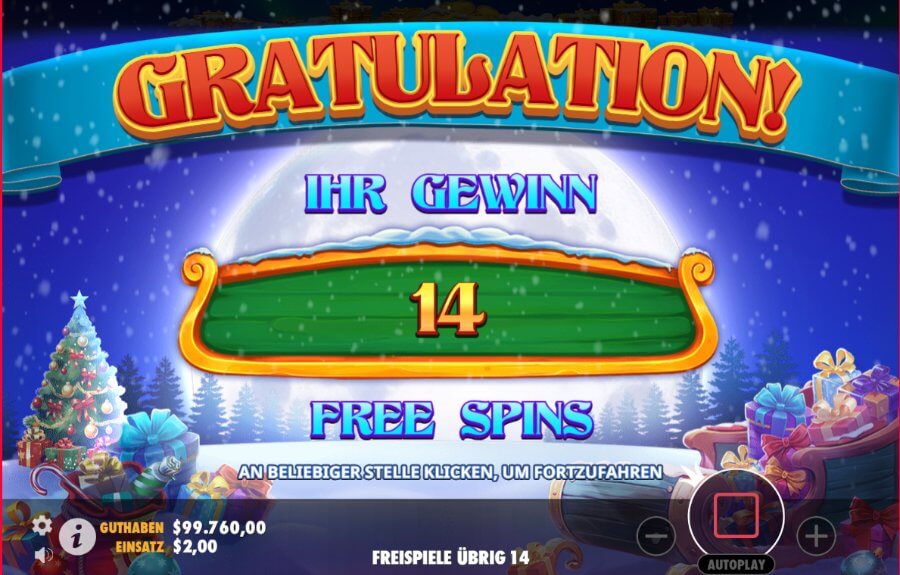 Erlebe die Gewinne im Santa's Xmas Rush Slot und genieße die Freispiele. Der Weihnachts-Slot Santa's Xmas Rush entführt dich in die strahlend weiße Winterlandschaft des Weihnachtsmannes. Pragmatic Play setzt bewusst Elemente wie Christbaumschmuck und Lebkuchenmännchen ein und vermittelt die Weihnachtsstimmung in allen Facetten. Jedes grafische Element stammt aus einer bunten Weihnachtsdekorationskiste. Die Animationen sind entspannt und in moderne 3D-Grafik integriert. Akustisch wird das Erlebnis durch typisch weihnachtliche Klänge unterstützt. Gewinne werden durch ein Glockenspiel akustisch unterstrichen, und Santa drückt mit seinem fröhlichen Ho-ho-ho aus, dass er deine Glückssträhne bemerkt hat.