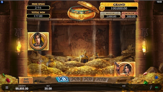Lara Croft Slot: Tempel und Gräber Gold Grafik und Sound im Lara Croft: Temples and Tombs Slot.