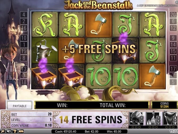 Jack und die Bohnenranke Bonus Freispiele.