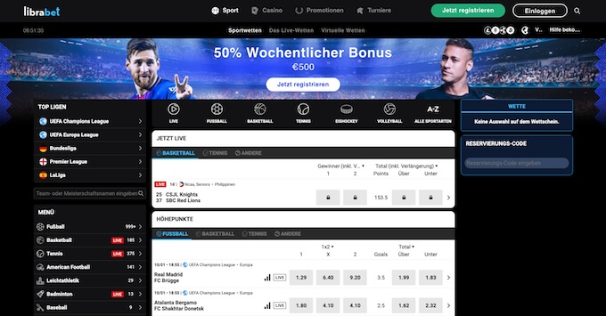 Illustration der Hauptseite für Sportwetten bei Librabet. LibarBet Sportwetten Hauptseite