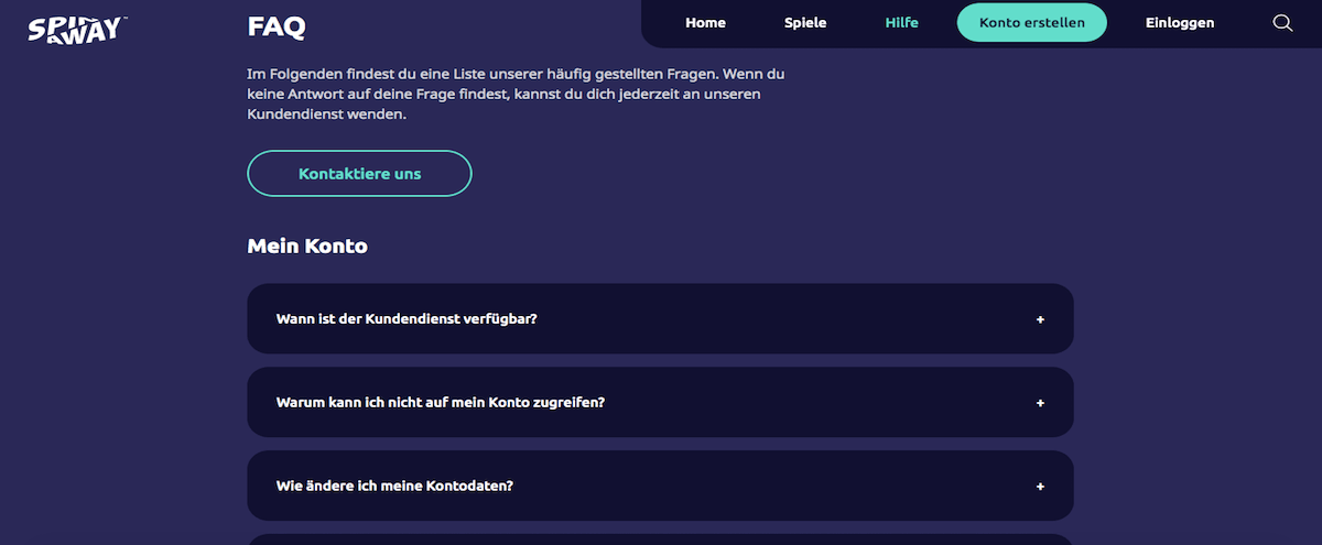 Spin Away FAQ Bereich Spin Away FAQ Bereich