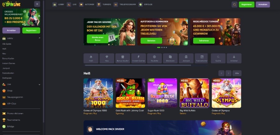 Das Spinline Casino heißt Sie herzlich willkommen.