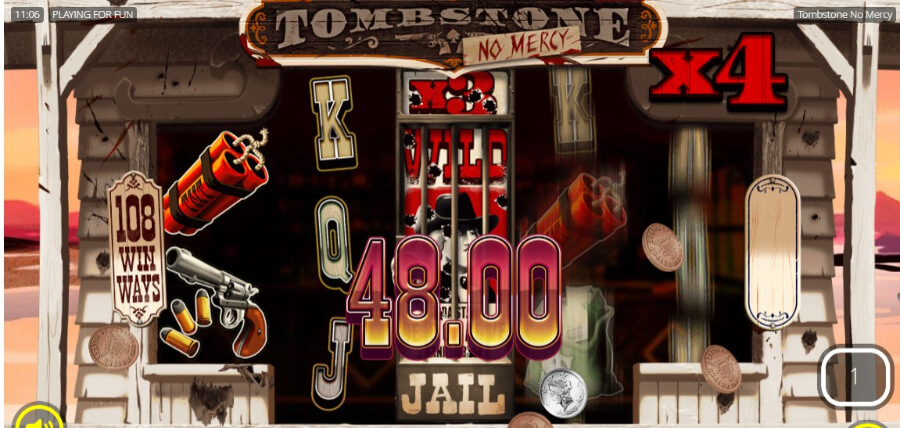 Das bereits erwähnte Outlaw Wild bedeutet, dass das Wild-Symbol die gesamte Walze (2, 3 oder 4) bevölkert. Pro Wild-Symbol erhalten Sie einen zusätzlichen Multiplikator. So erzielt man bei drei Outlaw Wilds maximal einen Multiplikator von 3 auf alle Gewinne.